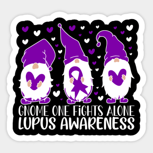 Lupus Awareness Support Gnome One Fights Alone Sticker